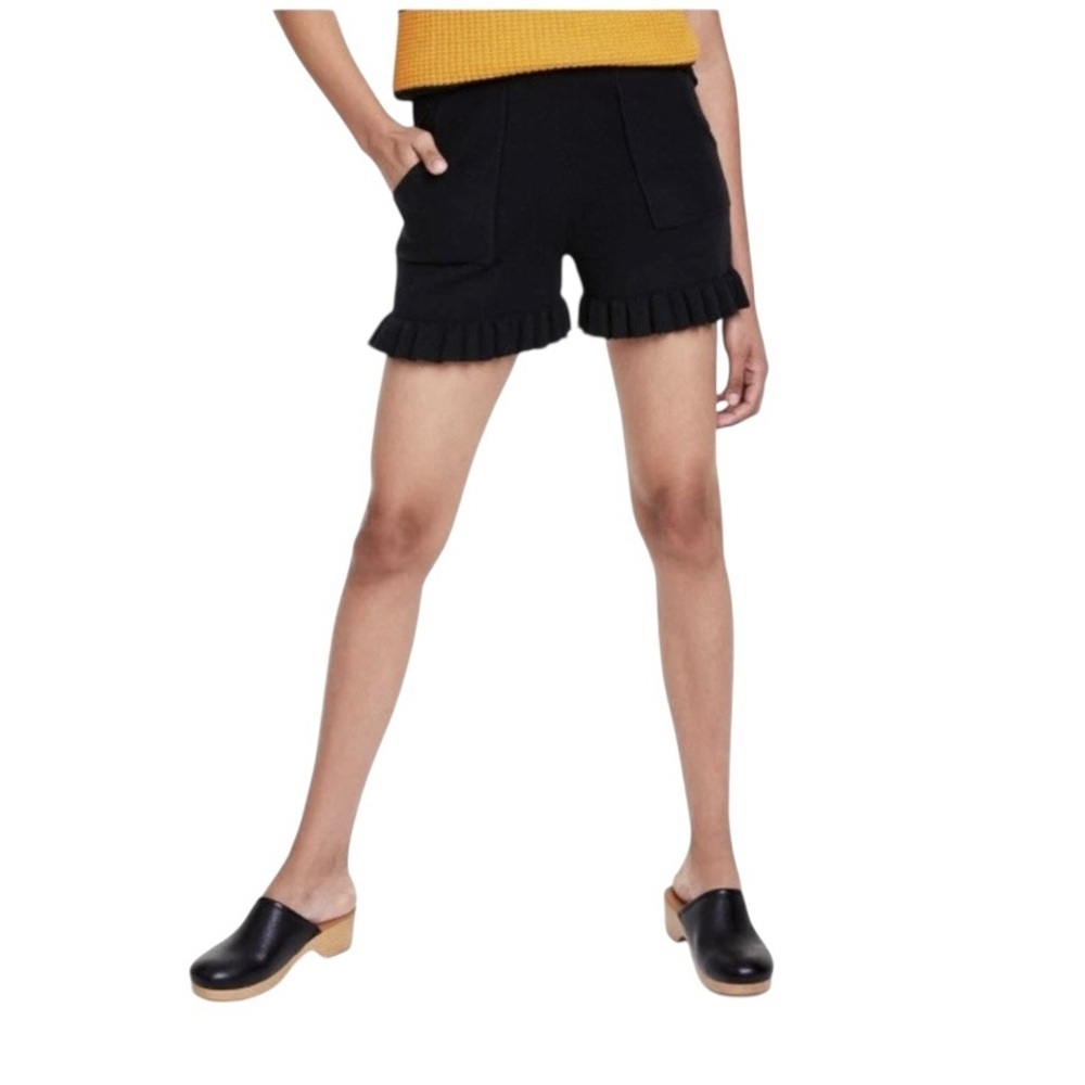 Victor Glemaud Navi blue .High Waist Ruffle Shorts